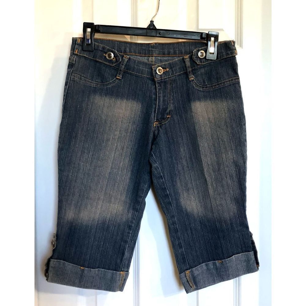 MASTER JEANS - EUC - L Sz S-M Retro Low-Rise Bermuda Shorts/Selectively Faded
